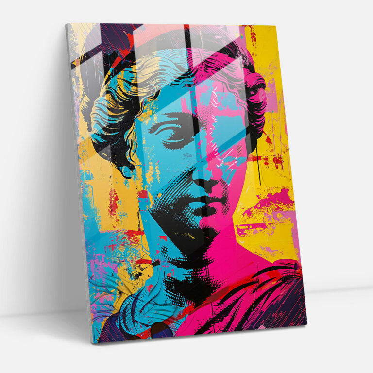 Renaissance Pop Art Glass Print - Classicism+Popart, Combine Classicism With Pop Art Style, Modern Art, Home Decoration