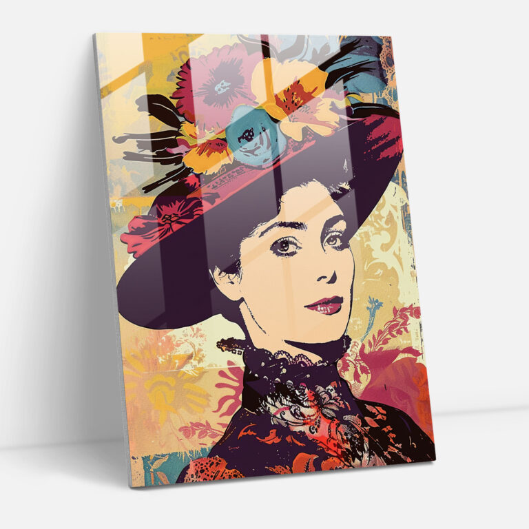 Victorian Fashion In Vibrant Pop Art Glass Print - Classicism+Popart, Wall Decoration, Modern Art, Combine Classicism With Pop Art
