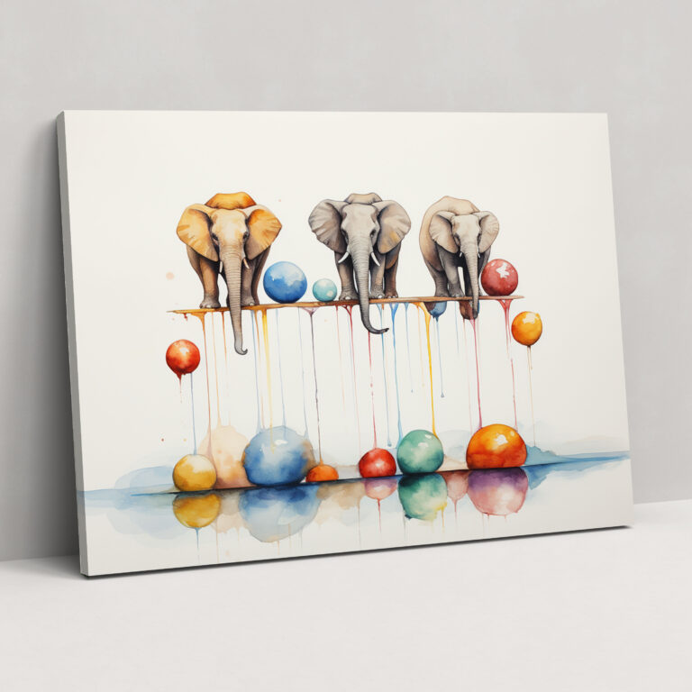 Circus Elephants Canvas Print - Circus, Balancing On Balls, Circus, Artistic Touch