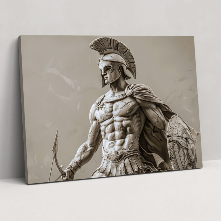 Greek Warrior Sculpture Classicism Canvas Print - Classicism, Greek Warrior, Canvas Print, Canvas Wall Art