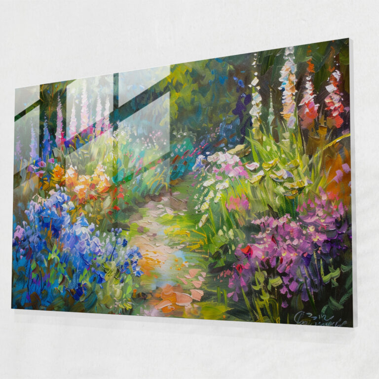 Claude Monet Glass Print - Colorful Garden Scene - Claude Monet, Home Decoration, Glass Art, Wall Decoration