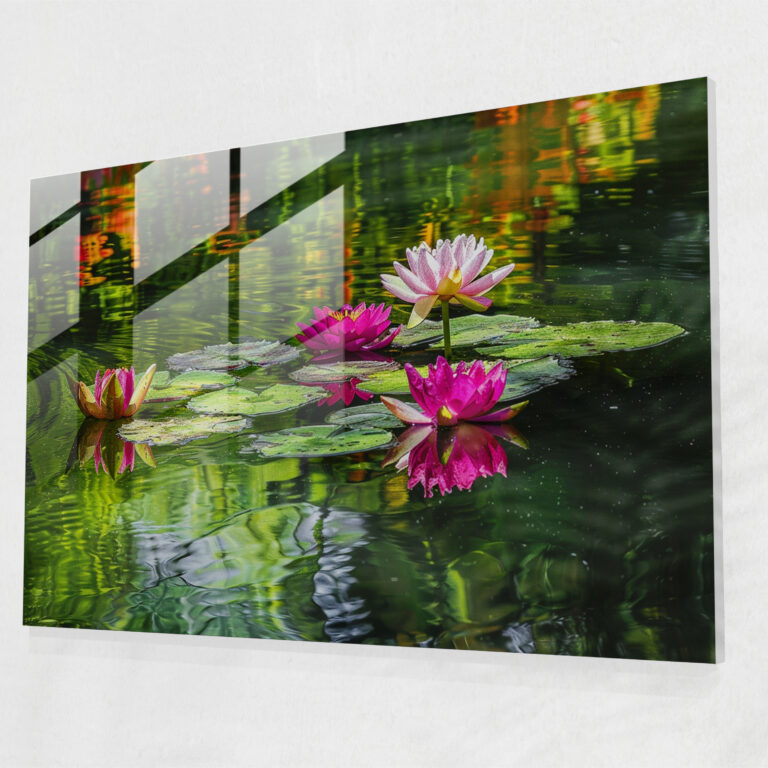 Claude Monet Glass Print - Reflective Water Lilies Glass Wall Art - Claude Monet, Wall Decoration, Glass Wall Art, Modern Art