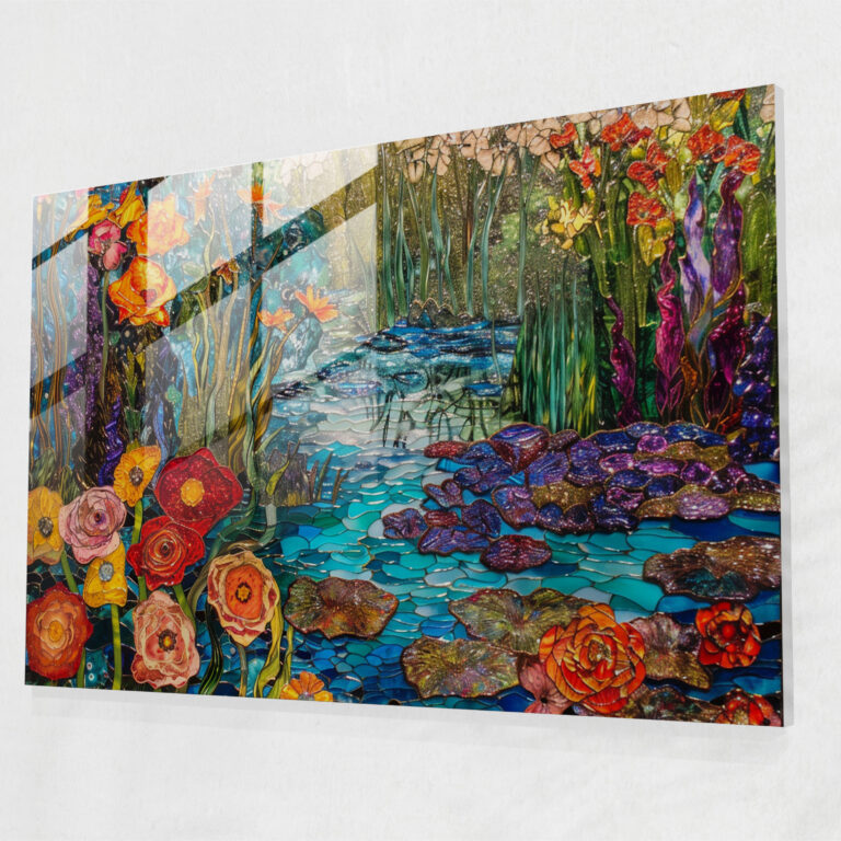 Claude Monet Garden Scene Glass Wall Art - Claude Monet, Claude Monet, Glass Wall Art, Modern Art
