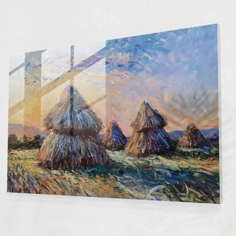 Haystacks Claude Monet Wall Decoration - Claude Monet, Home Decoration, Glass Print, Glass Art