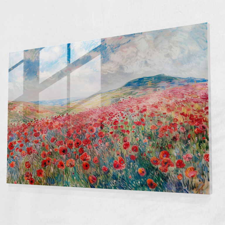 Poppy Field Claude Monet Glass Print - Claude Monet, Modern Art, Glass Wall Art, Wall Decoration