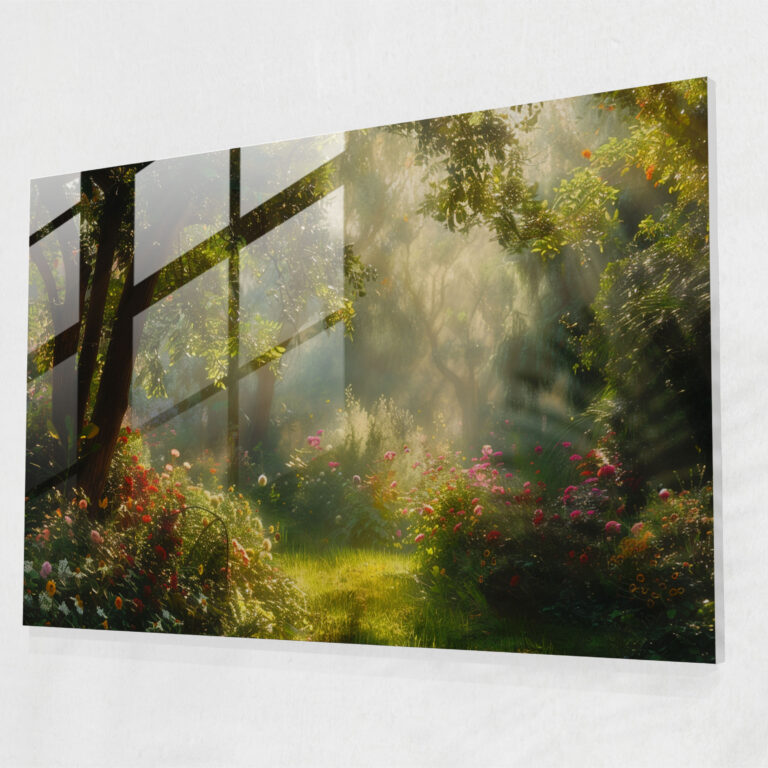 Sunlit Garden Glass Print - Claude Monet, Lush Garden, Wall Decoration, Modern Art