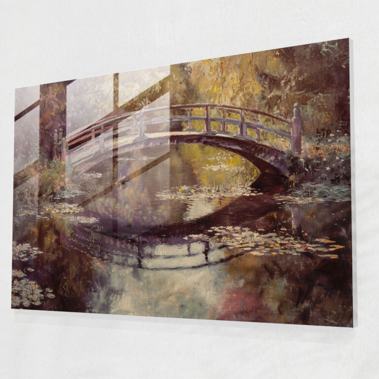 Claude Monet Glass Print - Elegant Bridge Reflections - Claude Monet, Glass Wall Art, Modern Art, Reflections