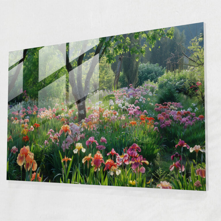 Claude Monet Glass Print - Enchanting Irises Garden - Claude Monet, Claude Monet, Glass Art, Home Decoration