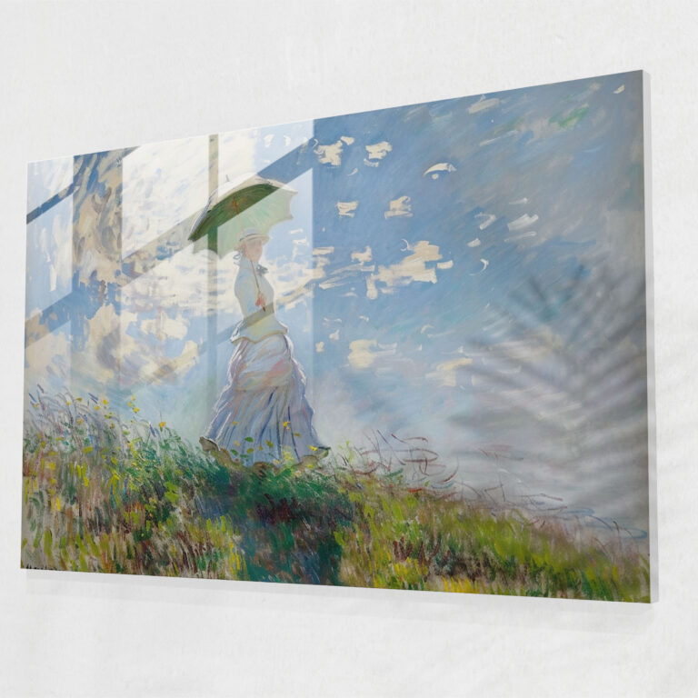 Claude Monet Woman With A Parasol Glass Print - Claude Monet, Claude Monet, Wall Decoration, Home Decoration