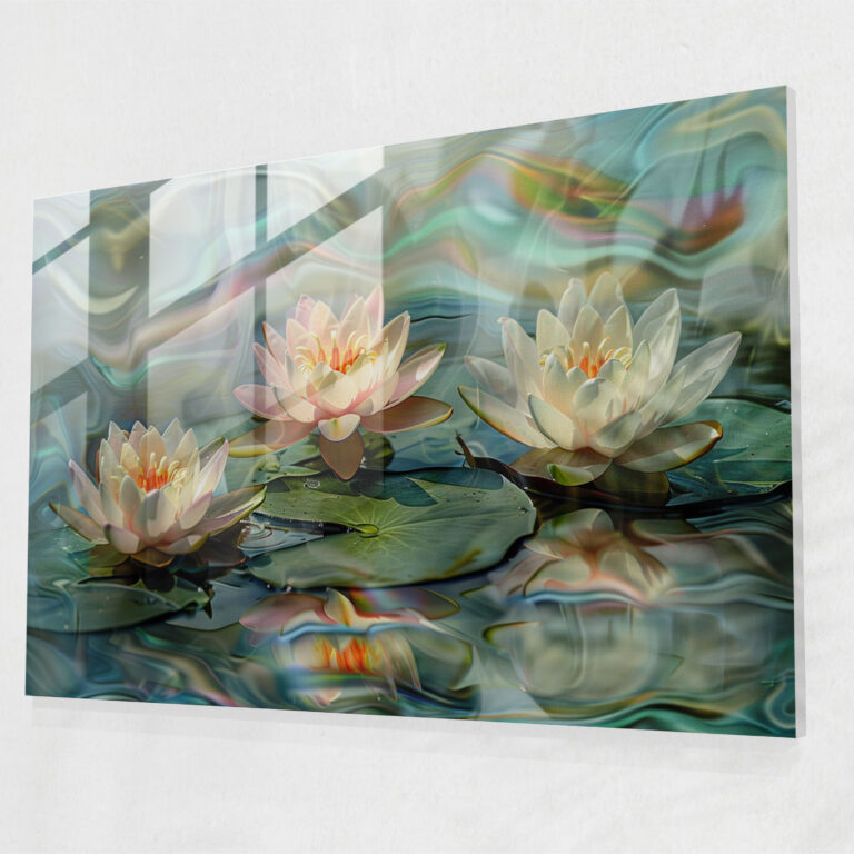 Water Lilies Serene Pond Glass Art - Claude Monet, Home Decoration, Claude Monet, Modern Art
