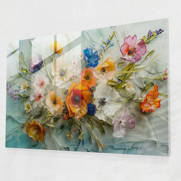 Monet Inspired Floral Bouquet Glass Wall Art - Claude Monet, Glass Wall Art, Wall Decoration, Glass Print