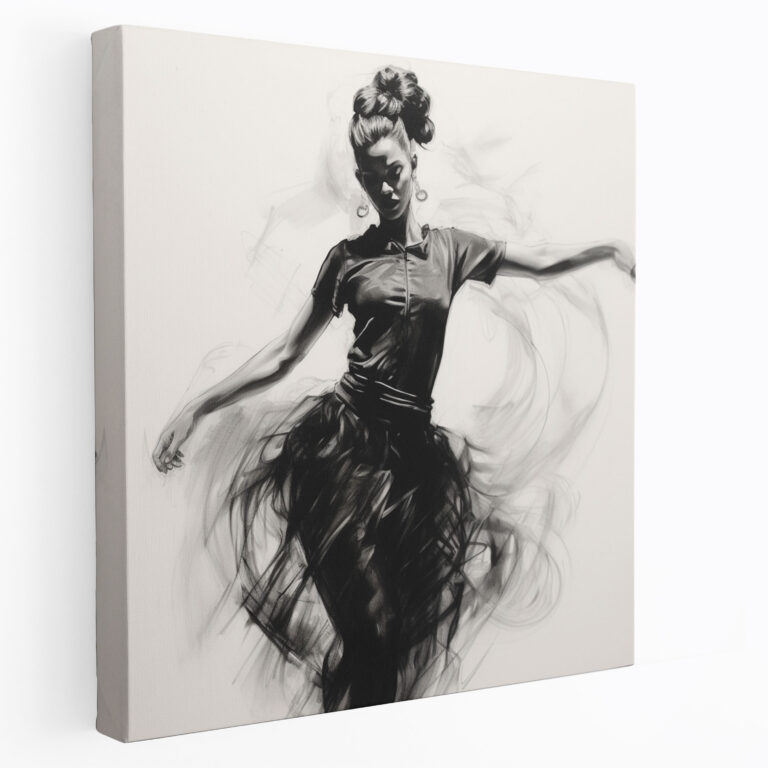 Classic Dancer Charcoal Canvas Print - Classic, Home Decoration, Wall Decoration, Dancer