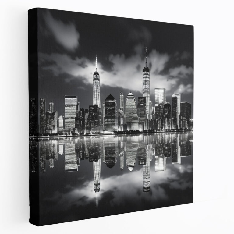 Classic Wall Art: Iconic City Skyline - Classic, Canvas Print, Black And White Photograph, Wall Decoration