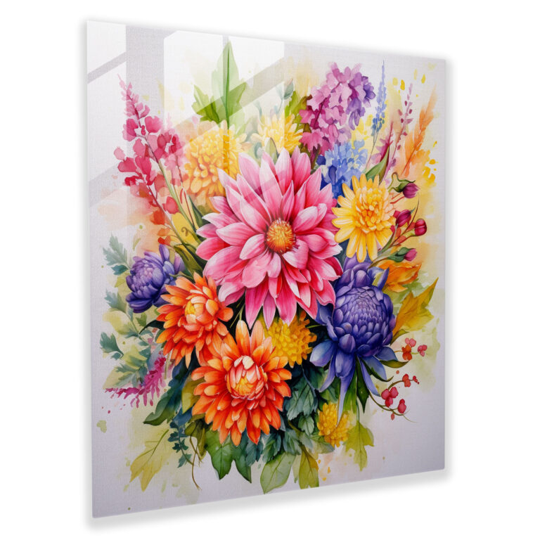 Classic Floral Glass Print - Classic, Classic, Home Decoration, Bouquet Of Flowers