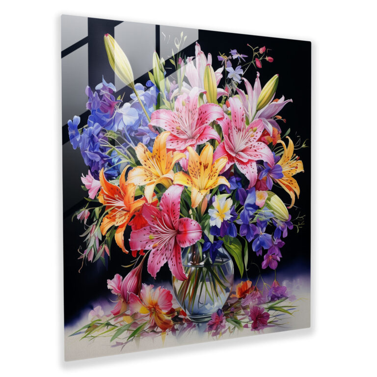 Classic Watercolor Flowers Glass Print - Classic, Elegance, Delicate Beauty, Glass Art