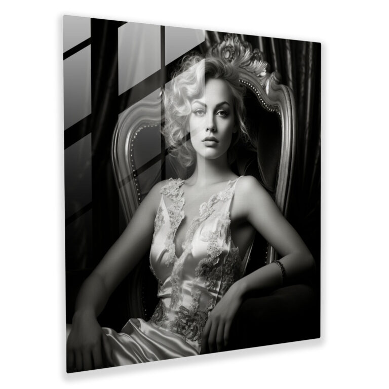 Classic Glass Print - Elegant Lady In Ornate Chair - Classic, Glass Art, Glass Print, Elegant Lady