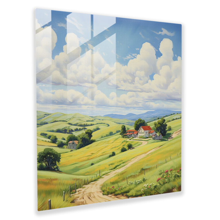 Classic Glass Print - Serene Countryside Landscape - Classic, Glass Print, Home Decoration, Wall Decoration