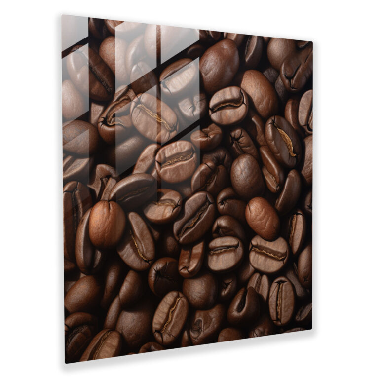 Coffee Beans Photorealistic Glass Print - Coffee, Coffee Beans Photorealistic Glass Print, Wall Decoration, Home Decoration
