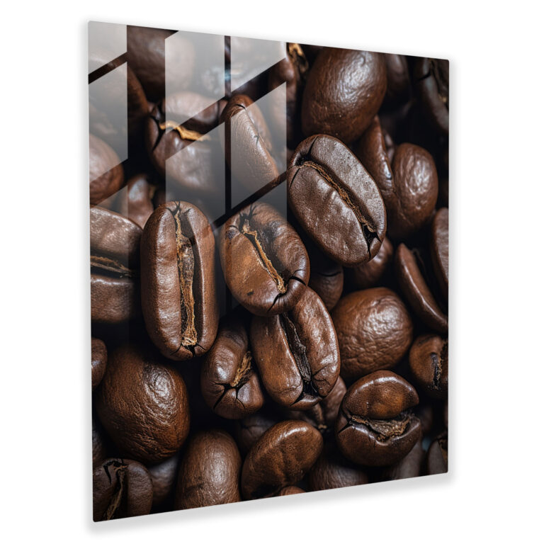 Coffee Beans Glass Print - Coffee, Glass Wall Art, Intricate Details, Contemporary Photograph