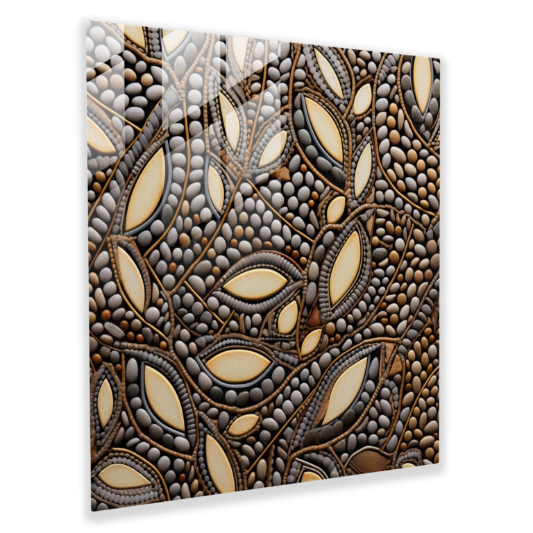 Mosaic Brew - Geometric Glass Print - Coffee, Intricate Shapes, Interlocking Lines, Precision