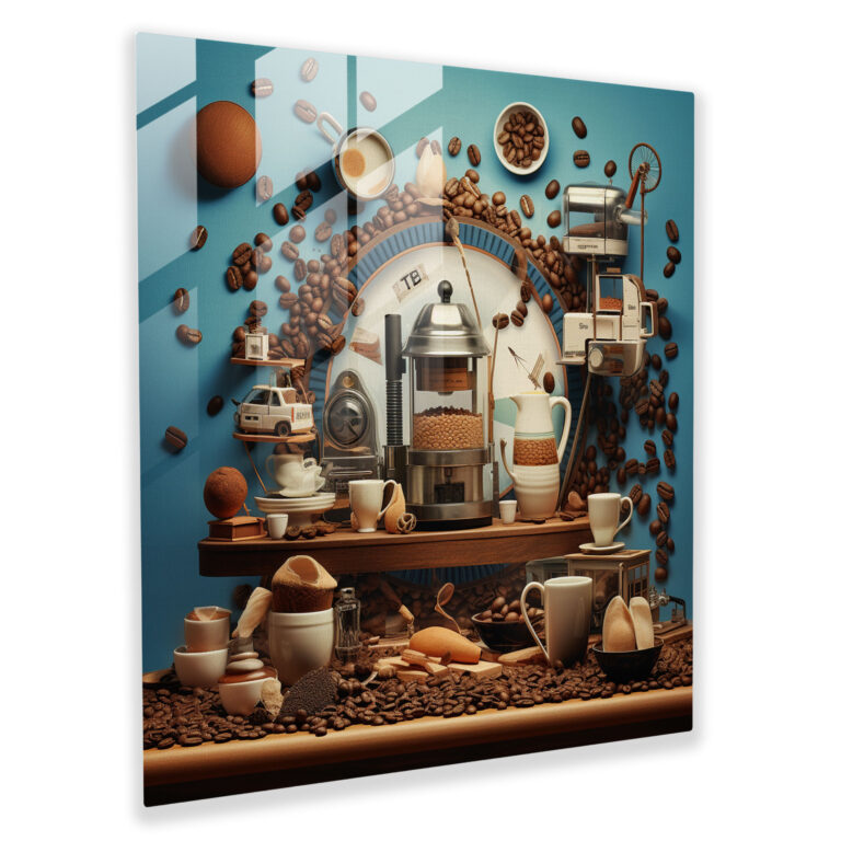Whimsical Coffee Beans Glass Print - Coffee, Fantasy, Glass Art, Home Decoration