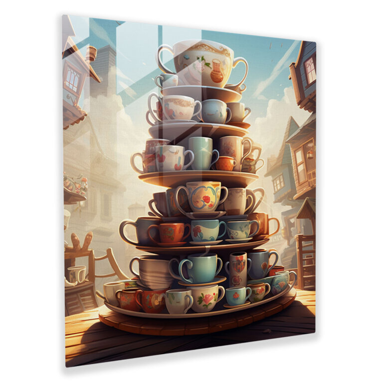 Tower Of Coffee Glass Print - Coffee, Wall Decoration, Home Decoration, Caffeine