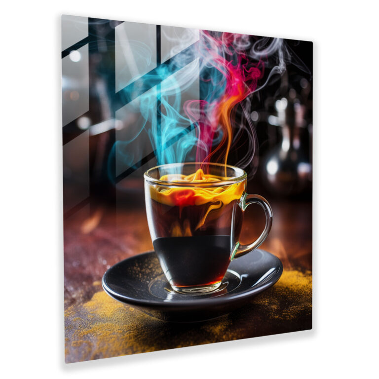 Steamy Coffee Bliss Glass Print - Coffee, Glass Print, Coffee, Home Decoration