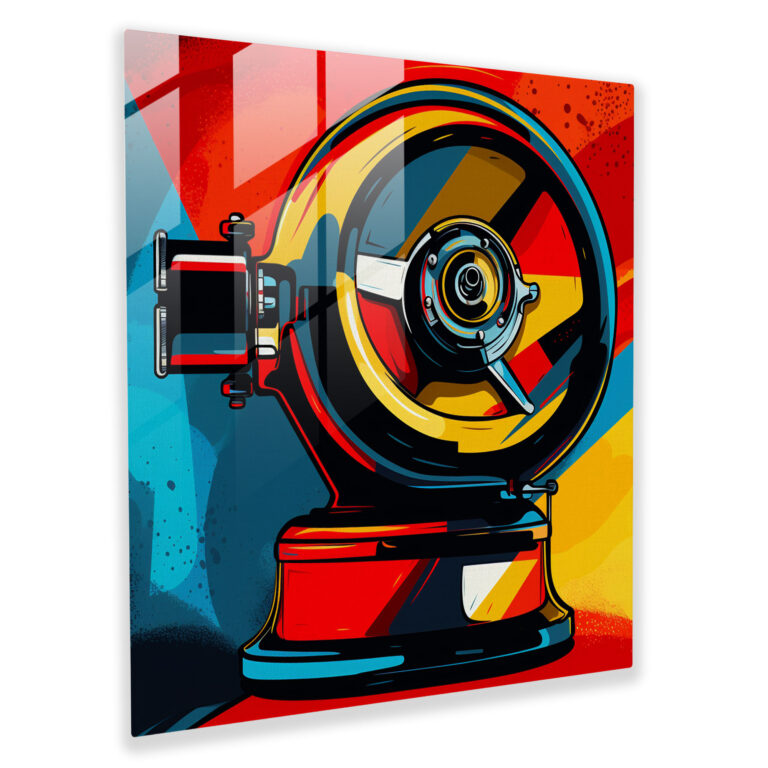 Pop Art Coffee Grinder Glass Print - Coffee, Vibrant Colors, Pop Art Design, Bold Lines
