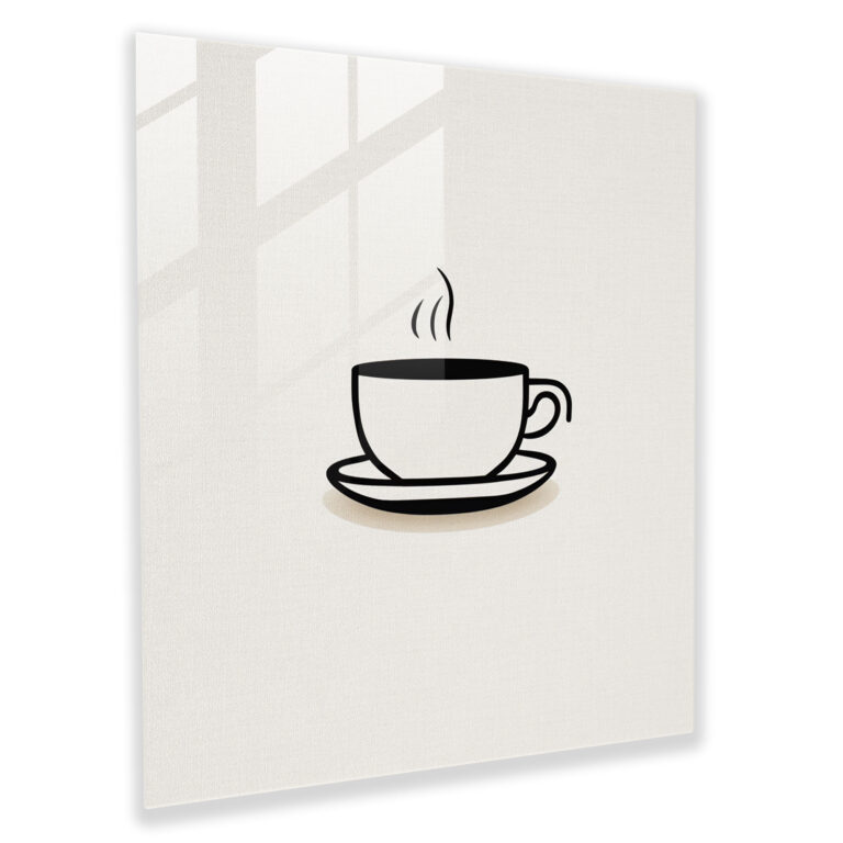 Minimalist Coffee Cup Glass Print - Coffee, Home Decoration, Wall Decoration, Glass Print