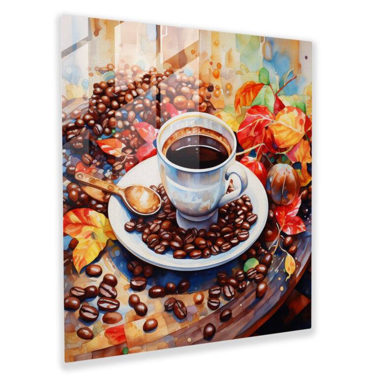 Coffee Bliss Glass Print - Coffee, Watercolor Painting, Home Decoration, Glass Art