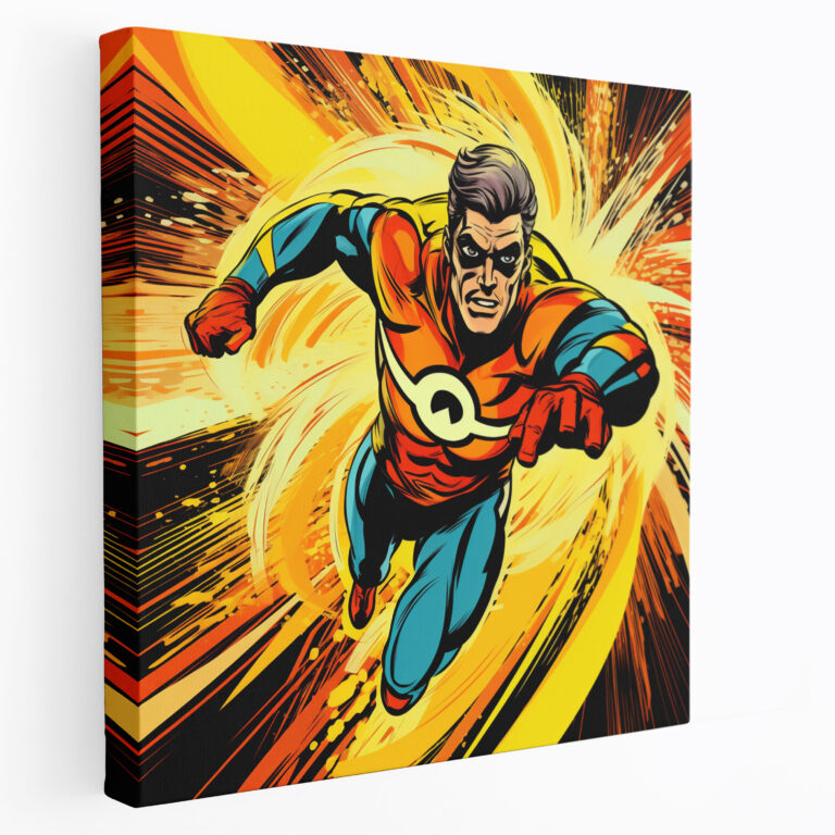 Cool Retro Superhero Canvas Print - Cool, Dynamic, Canvas Wall Art, Wall Decoration