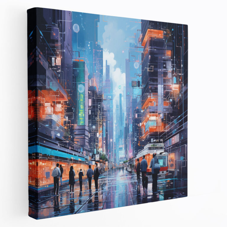 Cool Futuristic City Canvas Print - Cool, Canvas, Cool, Cityscape Painting