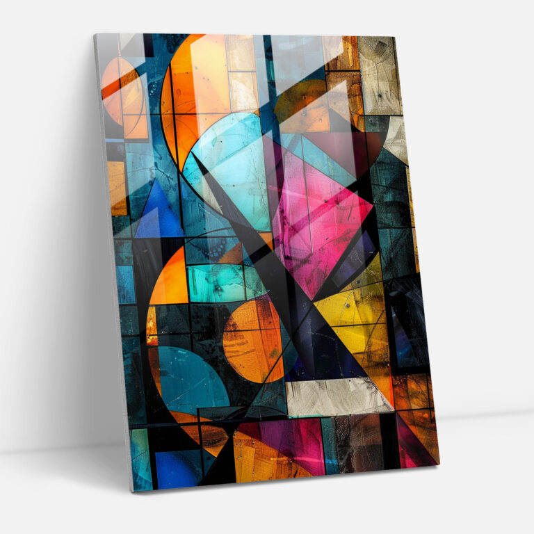 Cubism Geometric Vibrant Glass Print - Cubism, Glass Art, Cubism, Glass Print