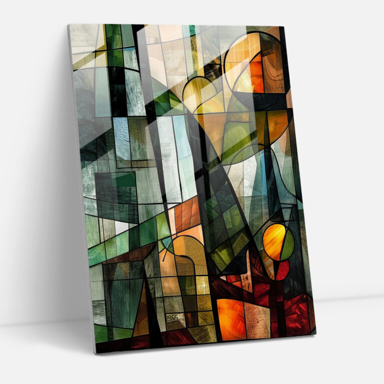 Abstract Landscapes Cubism Glass Print - Cubism, Wall Decoration, Glass Print, Home Decoration