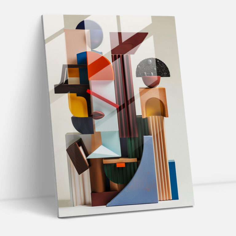 Bold Colors Cubism Home Decoration - Cubism, Glass Art, Glass Print, Home Decoration