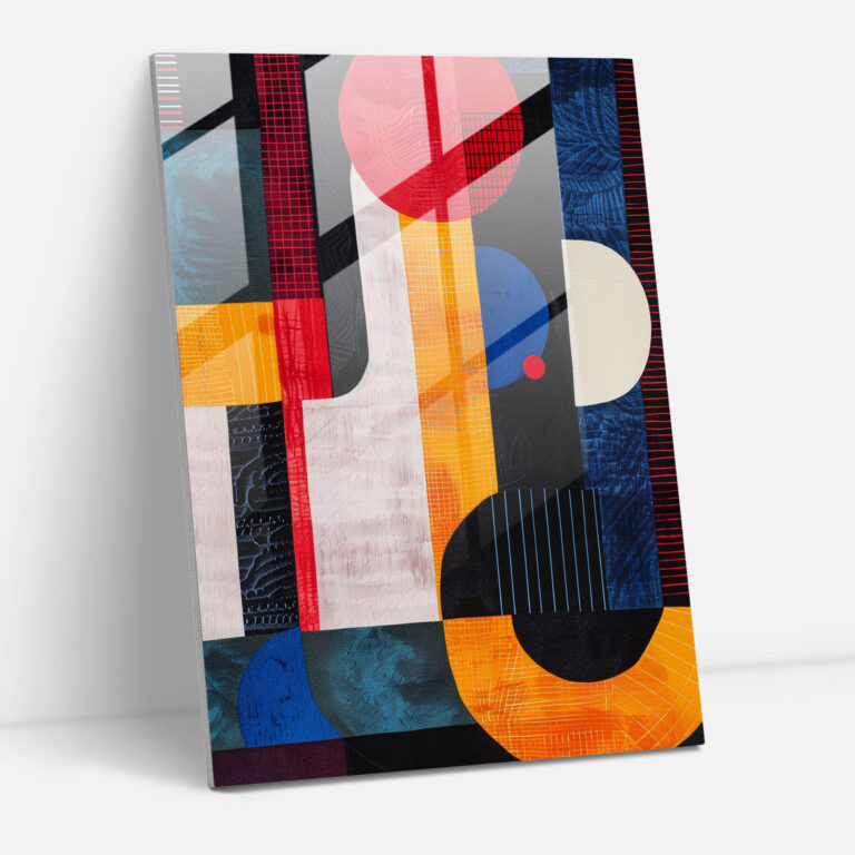 Cubism Home Decoration Bold Colors Glass Print - Cubism, Wall Decoration, Home Decoration, Bold Colors