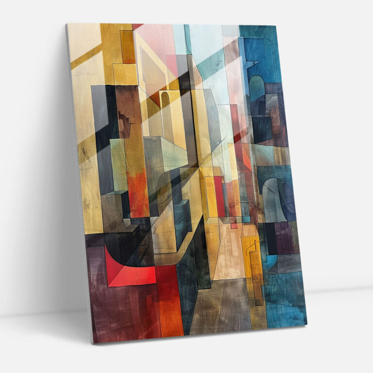 Cubism Wall Decoration Abstract Cityscape Glass Print - Cubism, Wall Decoration, Glass Print, Glass Wall Art