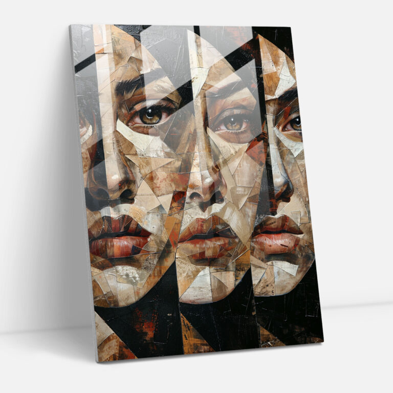 Cubism Modern Art Fragmented Faces Glass Print - Cubism, Fragmented Faces, Wall Decoration, Glass Wall Art