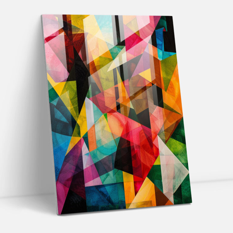 Cubism Geometric Shapes Glass Print - Cubism, Glass Print, Modern Art, Cubism