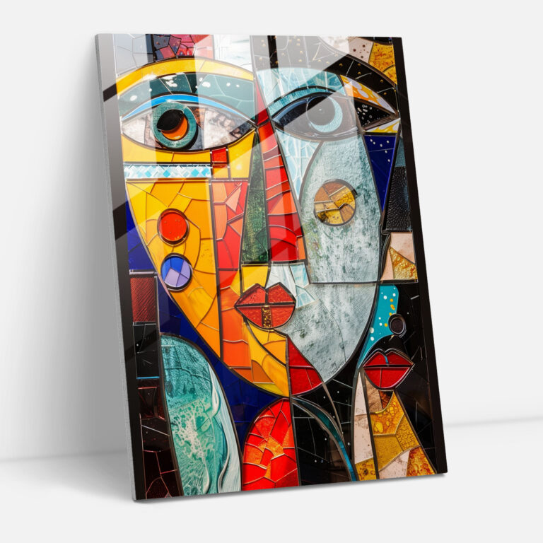 Picasso Inspired Abstract Faces Glass Wall Art - Cubism, Cubism, Glass Wall Art, Wall Decoration