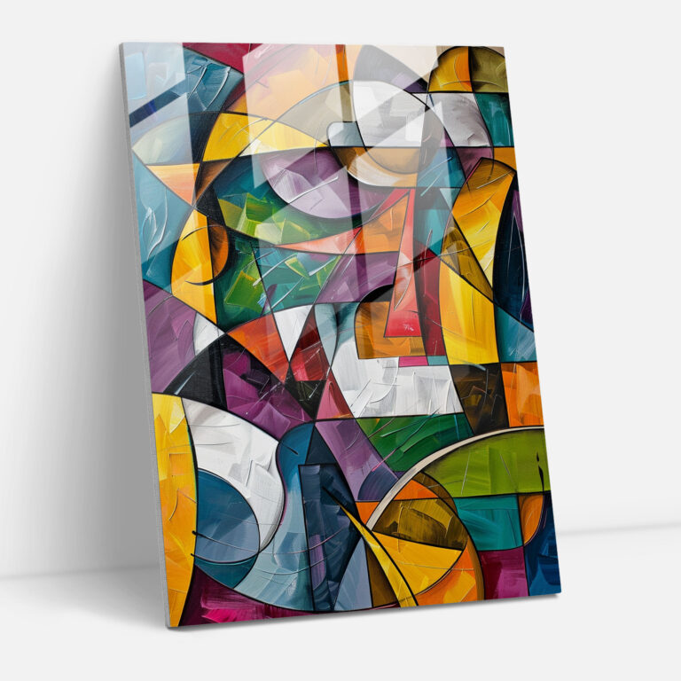 Colorful Abstract Forms Cubism Home Decoration - Cubism, Modern Art, Home Decoration, Glass Print