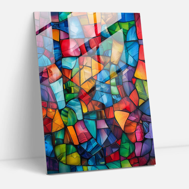 Mosaic Patterns Cubism Glass Print - Cubism, Home Decoration, Cubism, Modern Art