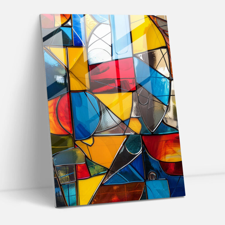 Primary Shapes Cubism Glass Art - Cubism, Wall Decoration, Modern Art, Cubism
