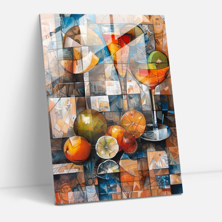 Cubism Fruits Glass Print - Cubism, Glass Wall Art, Modern Art, Cubism