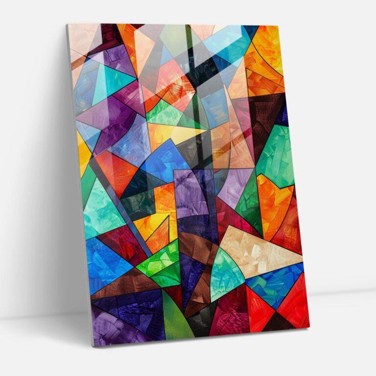 Cubism Geometric Patterns Glass Wall Art - Cubism, Glass Wall Art, Home Decoration, Modern Art