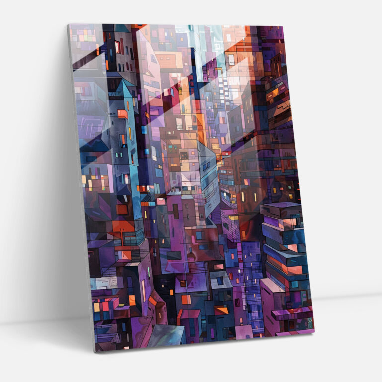 Cubism Cityscape Glass Print - Cubism, Glass Wall Art, Modern Art, Glass Print