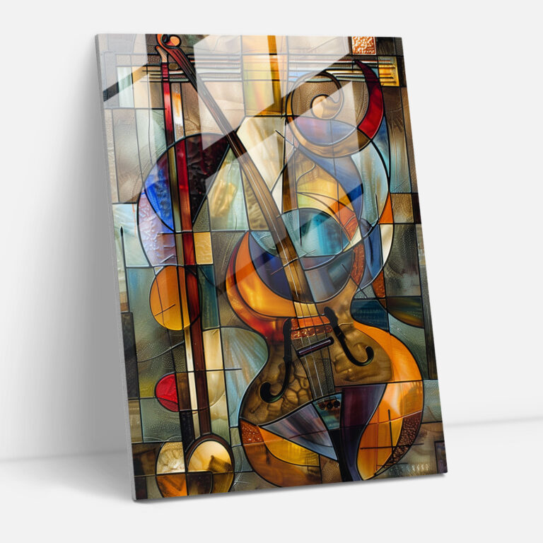 Cubism Musical Glass Print - Cubism, Cubism, Modern Art, Glass Print