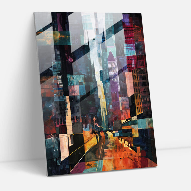 Cityscape Cubism Glass Print - Cubism, Glass Wall Art, Modern Art, Wall Decoration