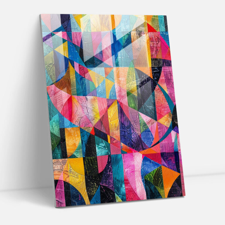 Colorful Cubism Glass Print - Cubism, Modern Art, Glass Print, Cubism