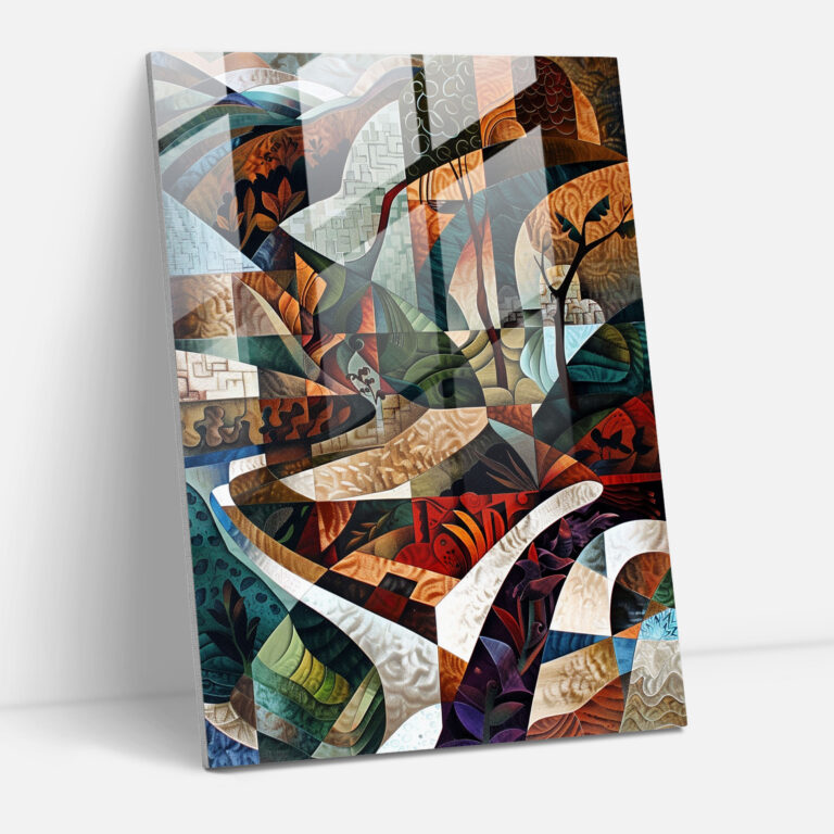 Earthy Cubism Glass Wall Art - Cubism, Modern Art, Glass Wall Art, Cubism